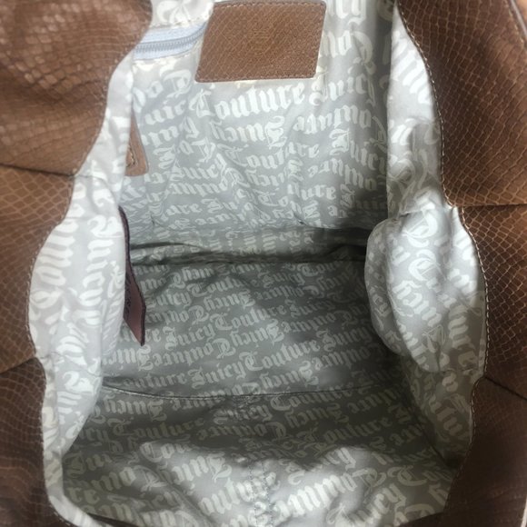 JUICY COUTURE Beige Velour Satchel, Large, Rhinestones, Tassel, Gently Used - Picture 13 of 16